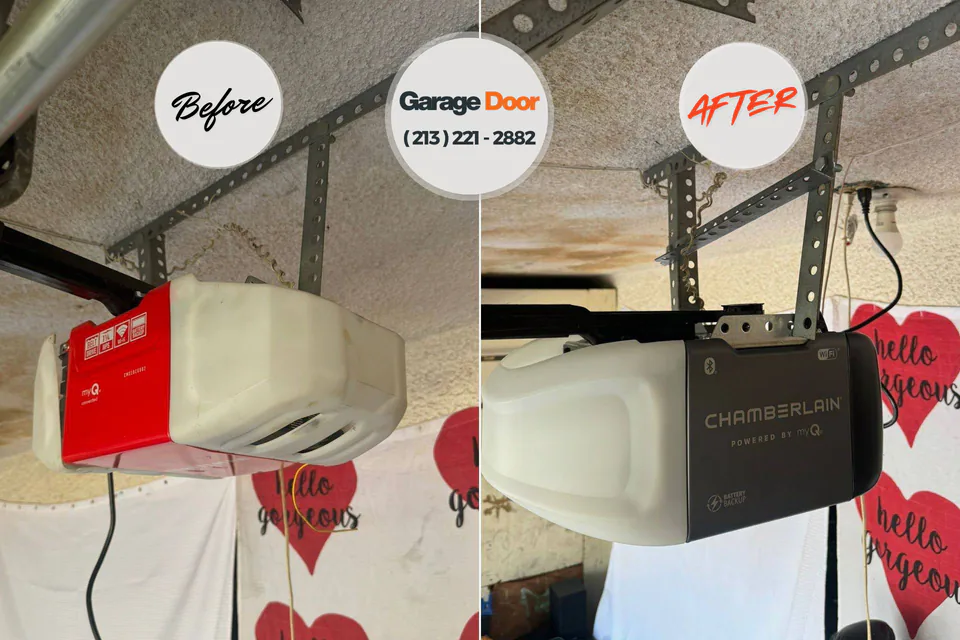 Before and after: garage door repair Story City, IA